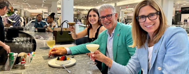 Guests toasting with cocktails in Beverly Hills