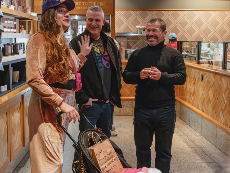 Brianna chatting with guests inside an ice cream shop