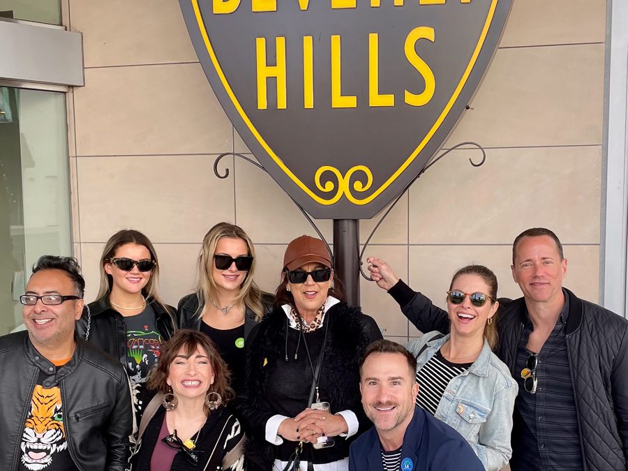 Brian and guests under the Beverly Hills sign